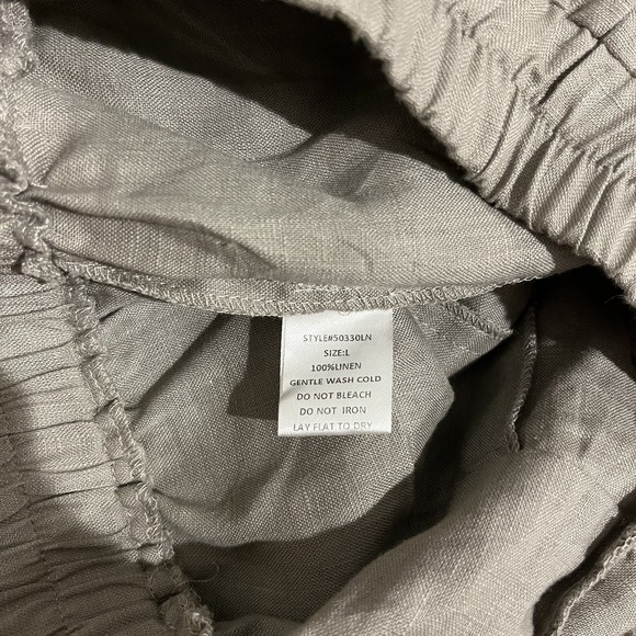 Grade And Gather 100% Linen Pants Sz L Grey/beige Big Pockets Lightweight Classy - Picture 7 of 13